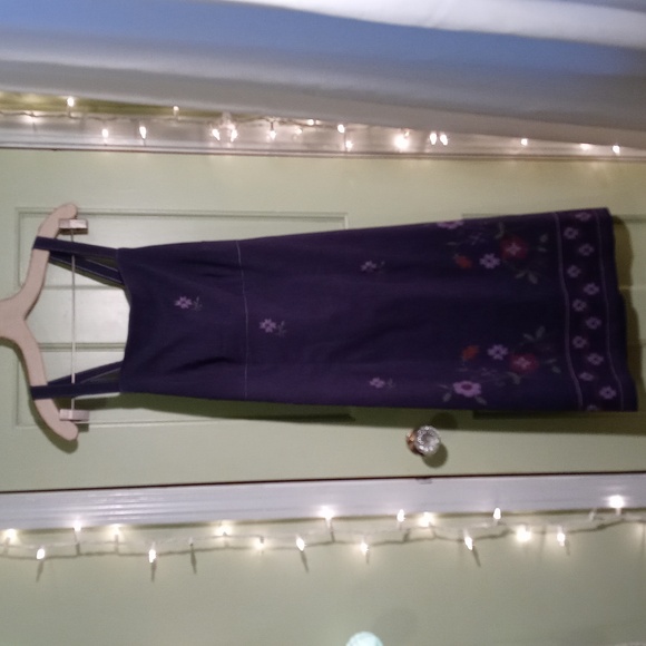 Women's Crossing Pointe faux denim spandex floral print dress 16 - Picture 4 of 14